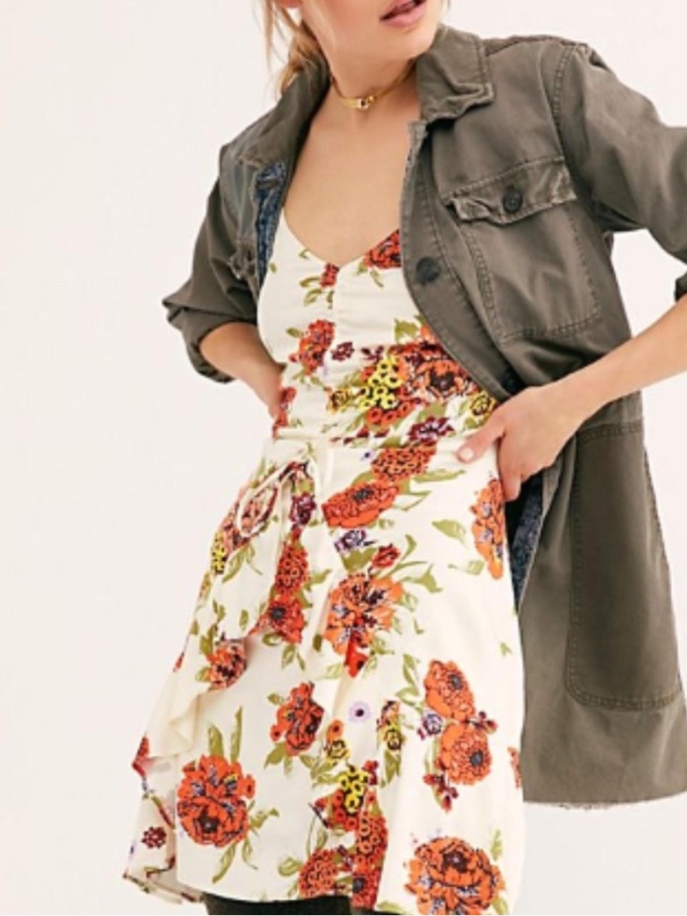 Free People Happy Heart Ruched Mini Dress